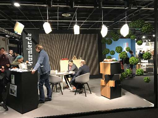 Image: The well visited IFN stand with LED veneer books and fashionable furniture exhibits with veneer. Photo: IFN